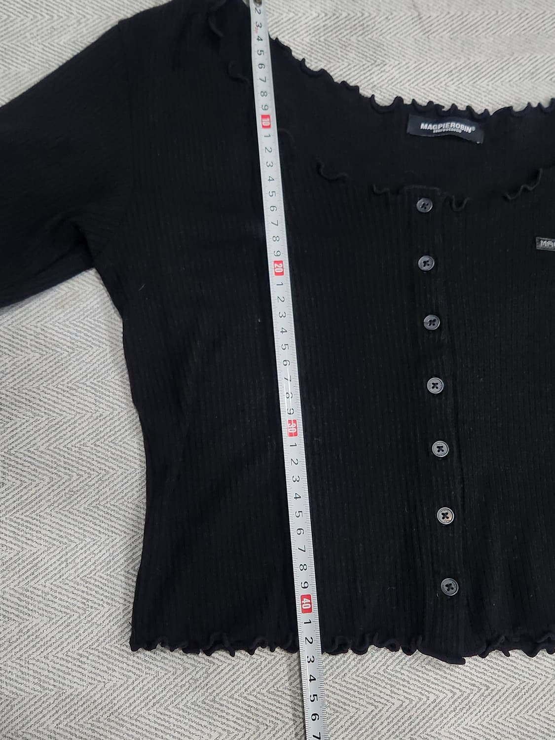 [F] 맥파니로빈 반팔 가디건 민소매 세트 블랙 얇은 골지 니트 상품이미지10
