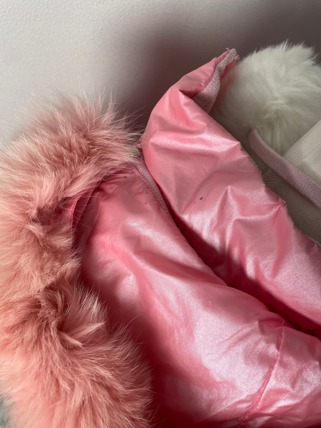 빈티지 엘르 핑크 글로시 퍼 패딩 상품이미지8