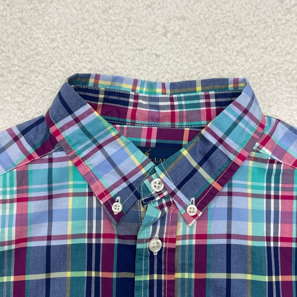 RALPH LAUREN 깅엄체크 셔츠 블루 L(14-16) 상품이미지3