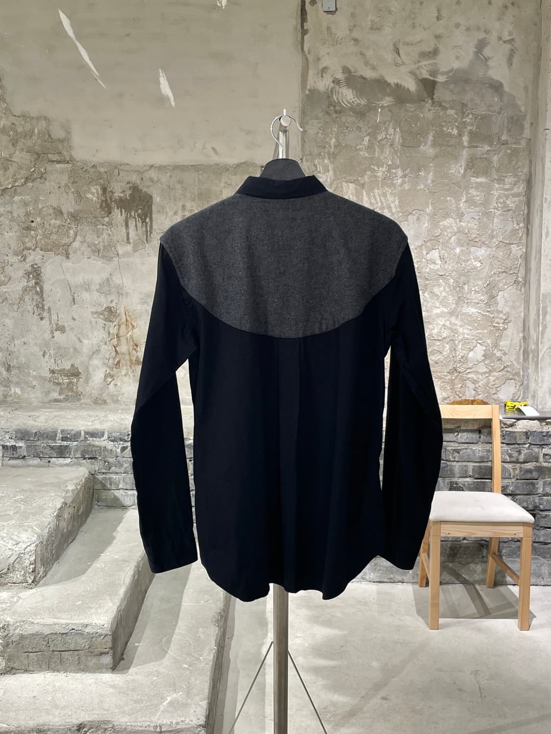 꼼데가르송 옴므 듀스 블랙 ad2015 요크 배색 셔츠 상품이미지6