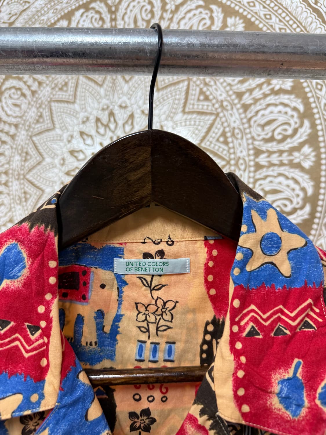 베네통 빈티지 에스닉 패턴7부 셔츠  상품이미지4