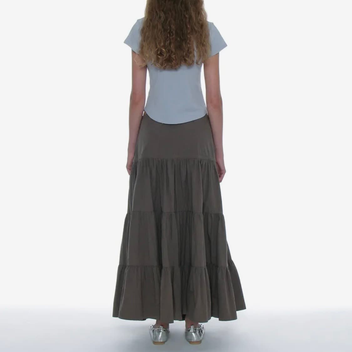 파르티멘토우먼 보우 스트랩 셔링 티어드 맥시 스커트 상품이미지2