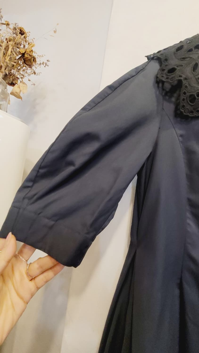 까사렐 벌룬  면바스락 원피스 . 크로셰 넥카라 탈부착가능 상품이미지5