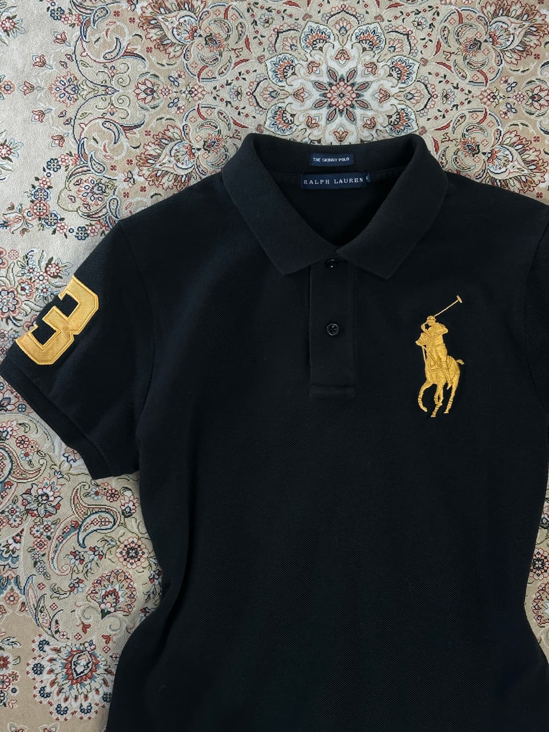 랄프로렌 블랙/골드 빅포니 스키니핏 카라티 상품이미지4