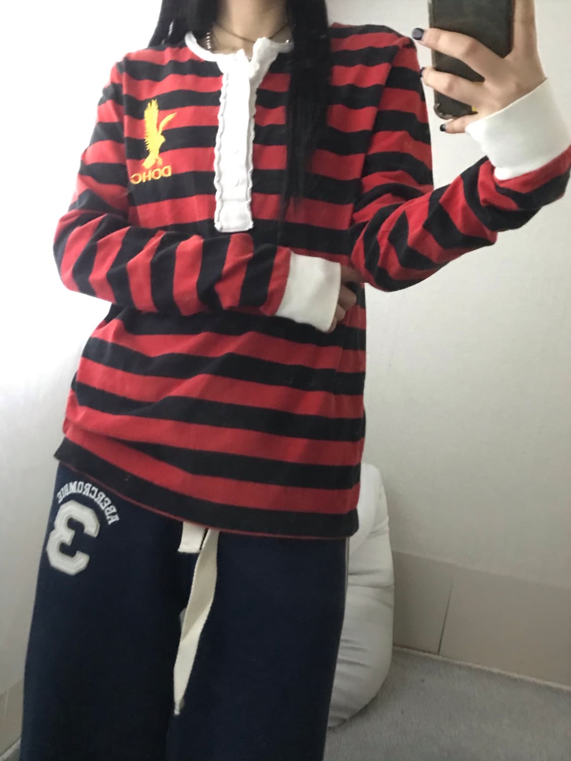 DOHC 스트라이프 버튼 롱슬리브 상품이미지3