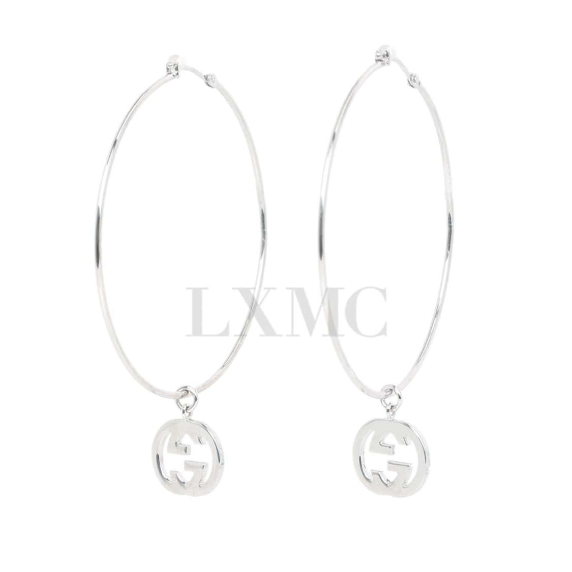 구찌 링 귀걸이 18K 화이트골드 GG 로고 후프 이어링 상품이미지2