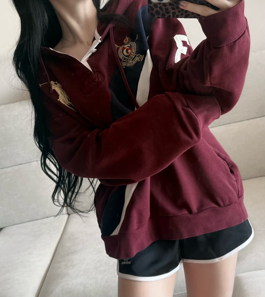 폴로 랄프로렌 빅포니 버건디 치프티프 후드티 (QR) 상품이미지1