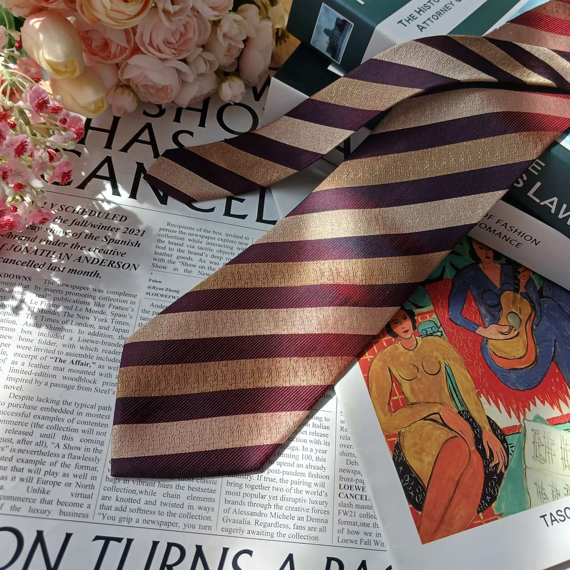 소니아 리키엘 브라운 스트라이프 넥타이 9.5cm A+등급 E919
 상품이미지4