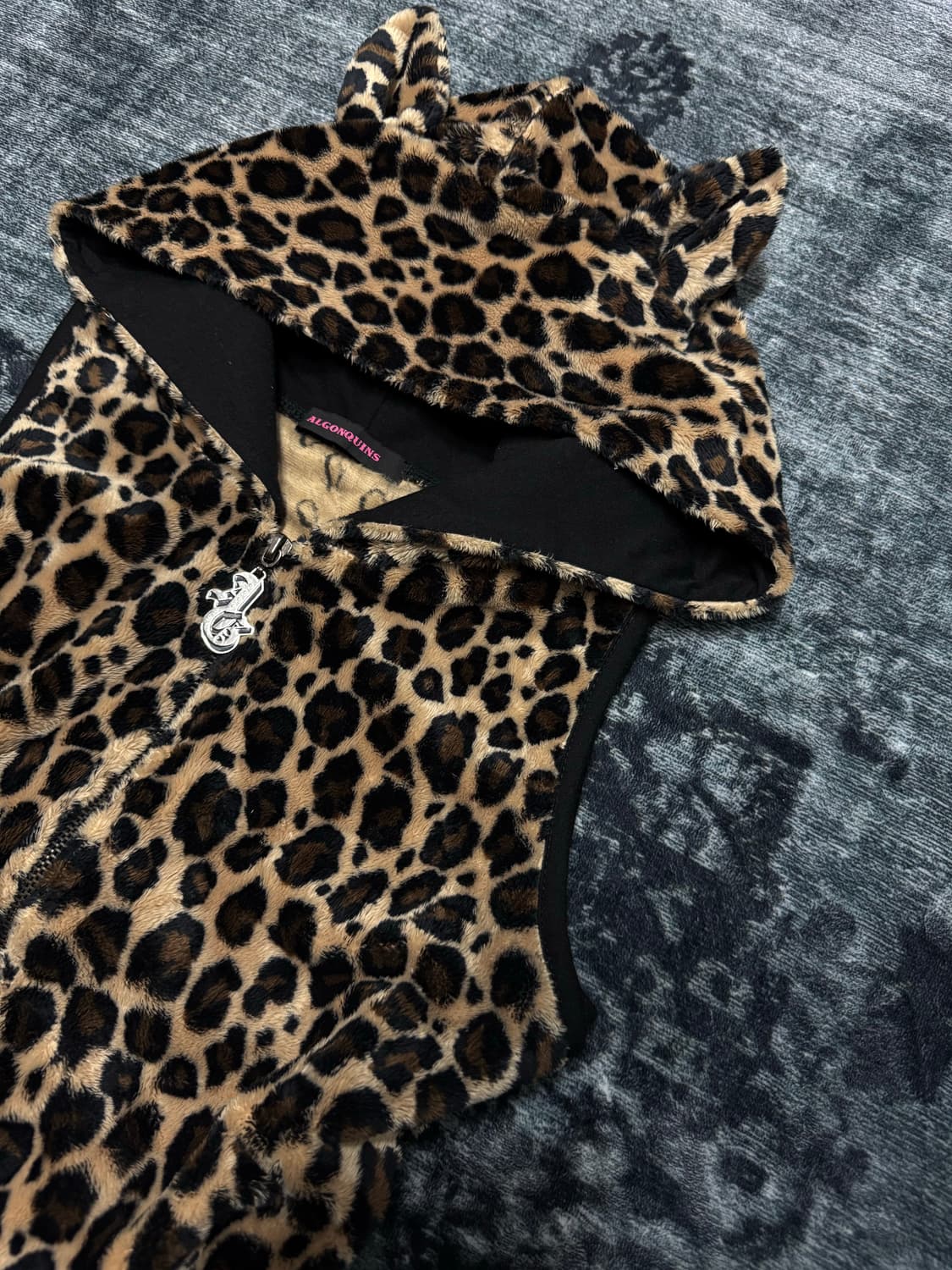 Algonquins 00s cat ear leopard fur hoodi 상품이미지3