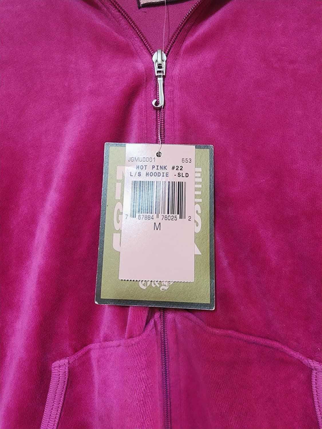 쥬시꾸뛰르 y2k 핫핑크 벨벳 후드집업 상품이미지3