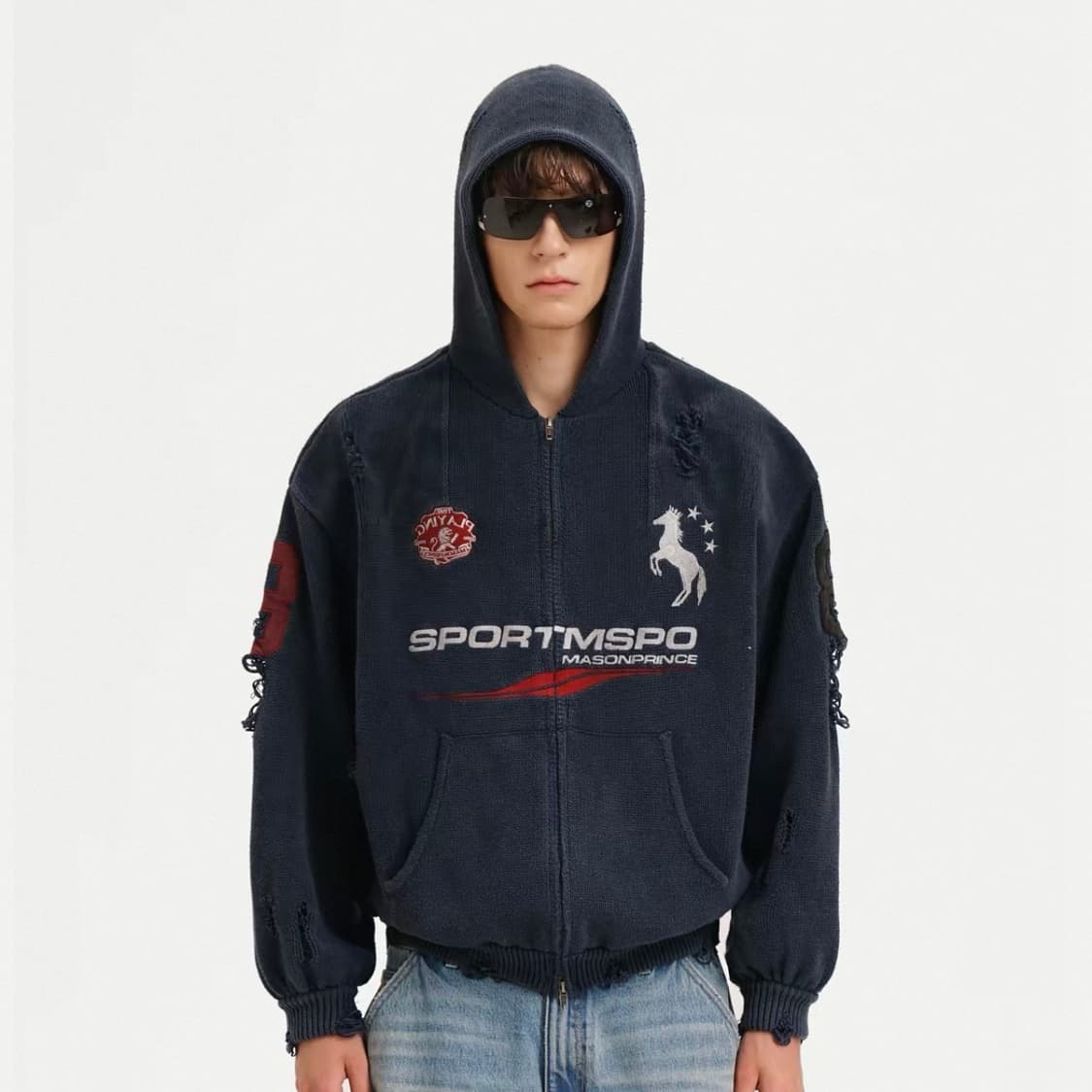 (새상품)메종프린스 MASONPRINCE 빈티지 빅포니 후드집업 상품이미지3