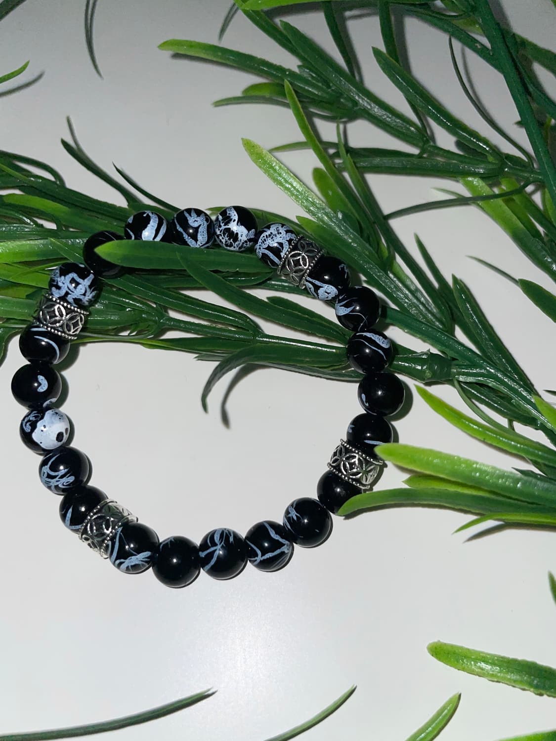 블랙 앤 화이트 마블 팔찌 상품이미지2