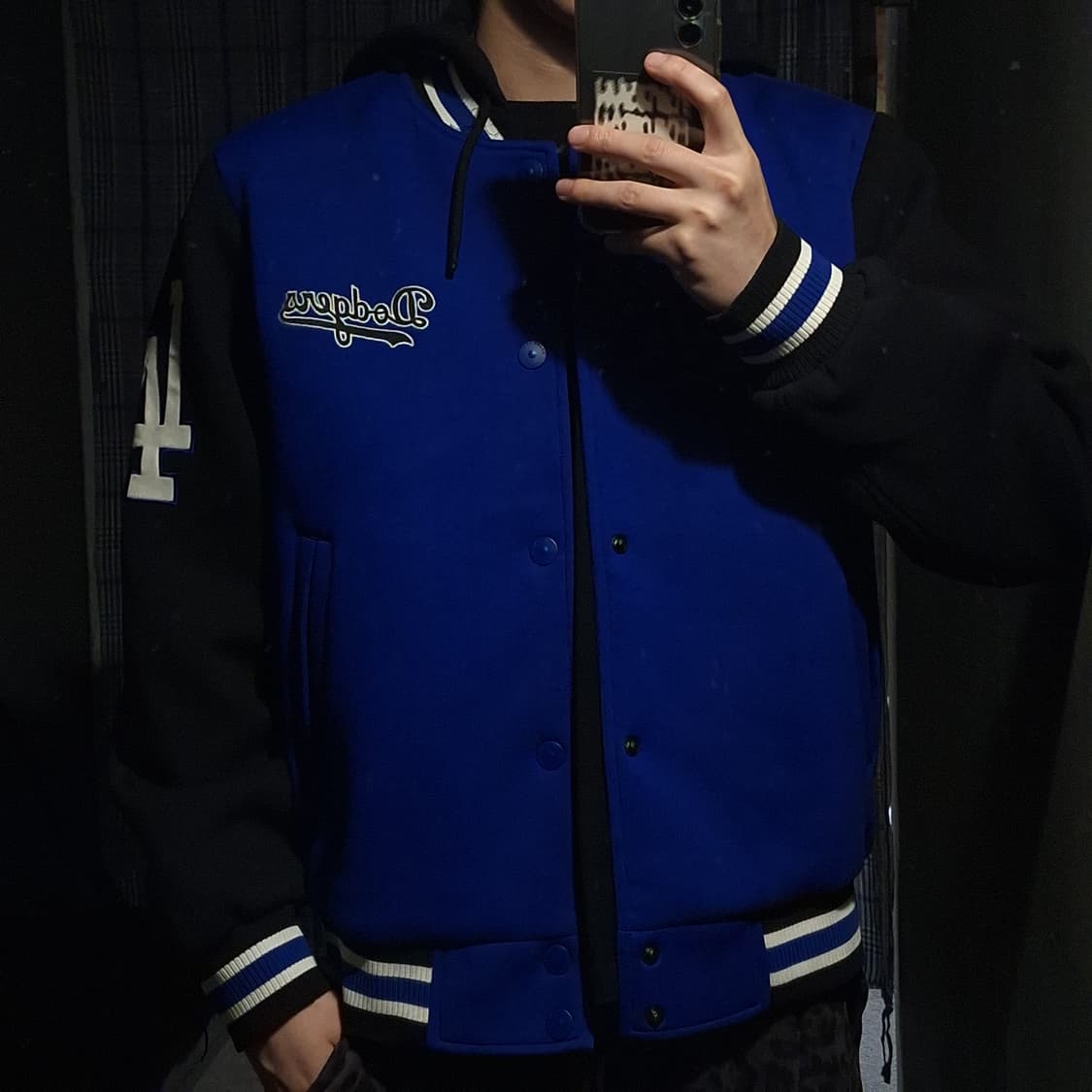 MLB 엠엘비 블루 블랙 LA 다저스 바시티자켓 스타디움점퍼 야구점퍼 L 상품이미지2