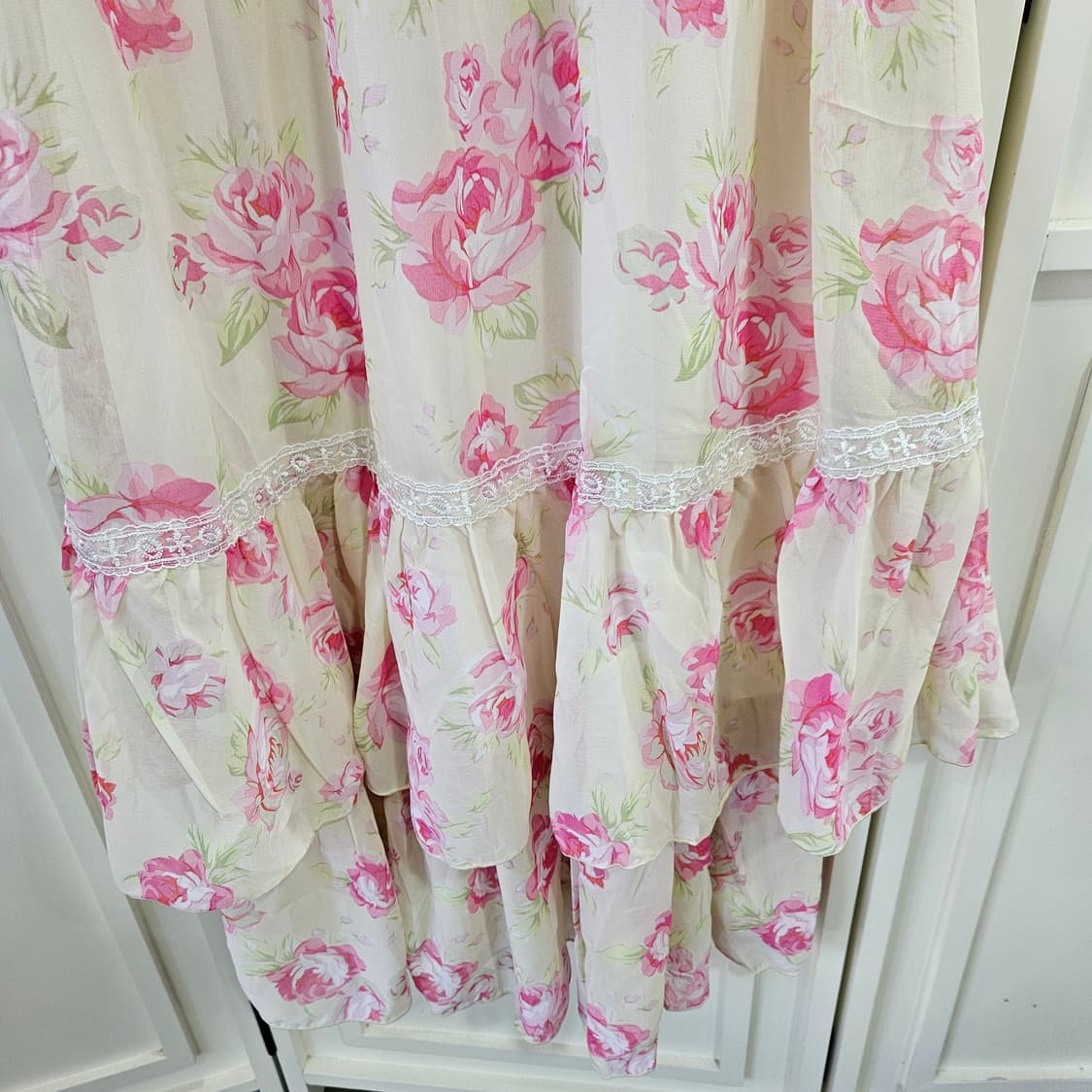 디어리 플라워 롱 원피스  레이스 프릴 상품이미지4