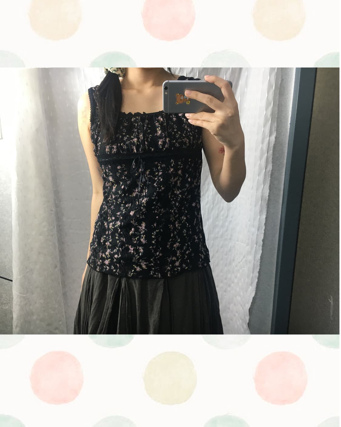 블랙 레이스 플라워 슬리브리스 상품이미지1