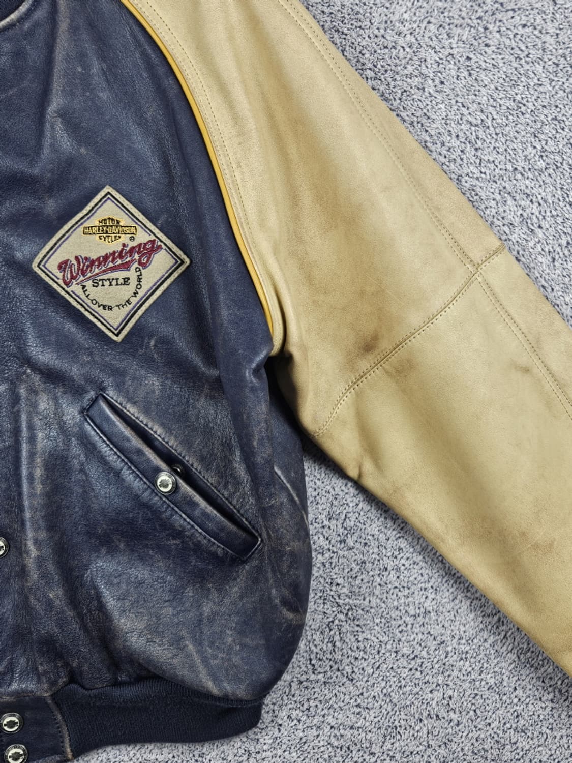 할리데이비슨 그랜드 내셔널 챔피언 배색 가죽 자켓 ( M )/ 10017 상품이미지5