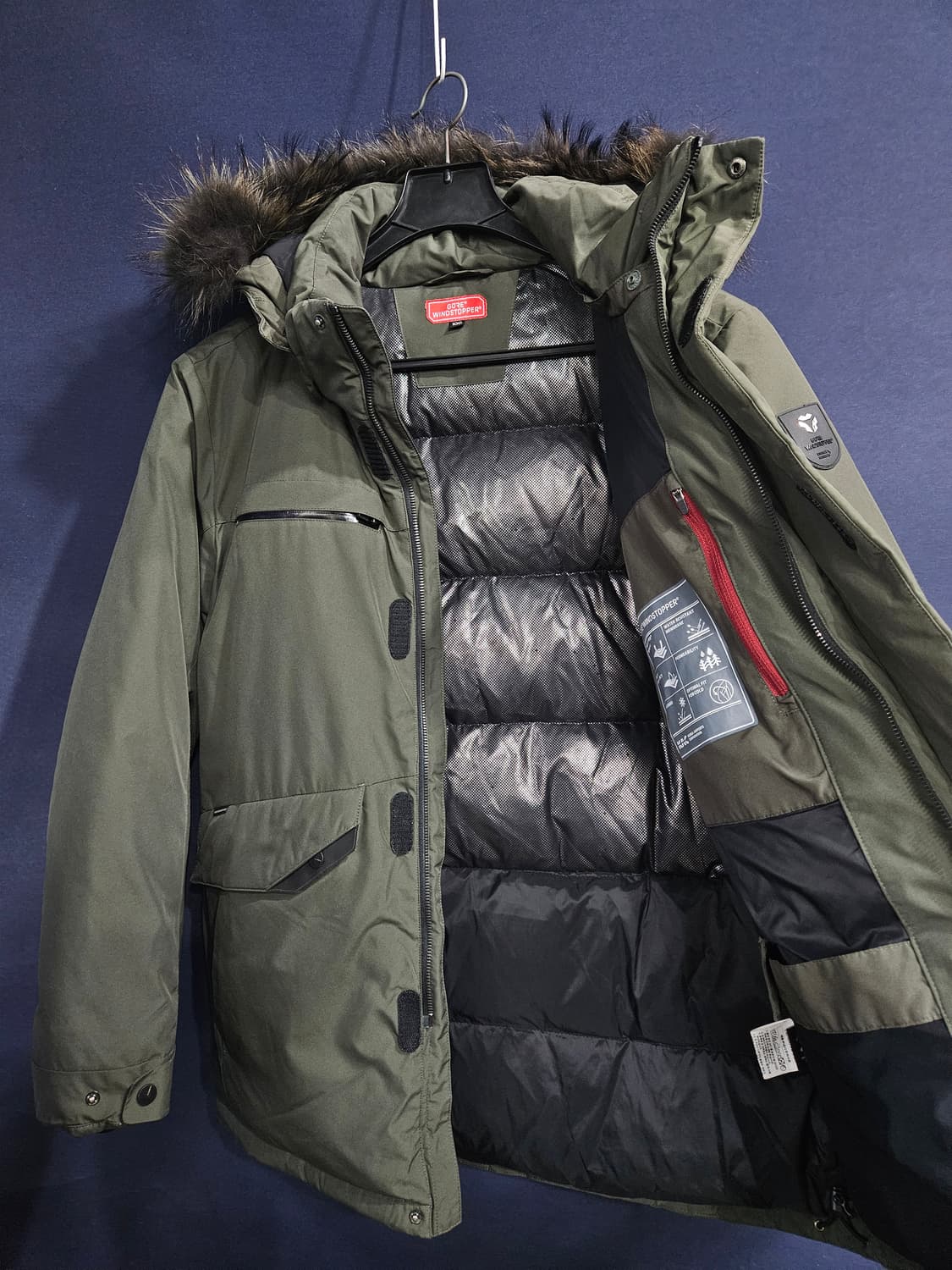 고어 윈드스토퍼 다크카키컬러 남성 100 구스다운 패딩  상품이미지7