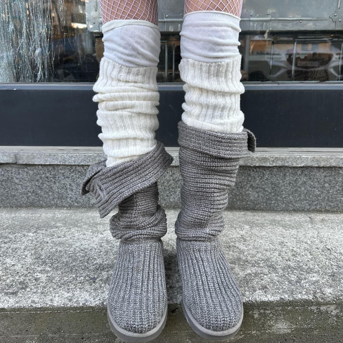 00s 그레이 니트 카디 어그 부츠 상품이미지4