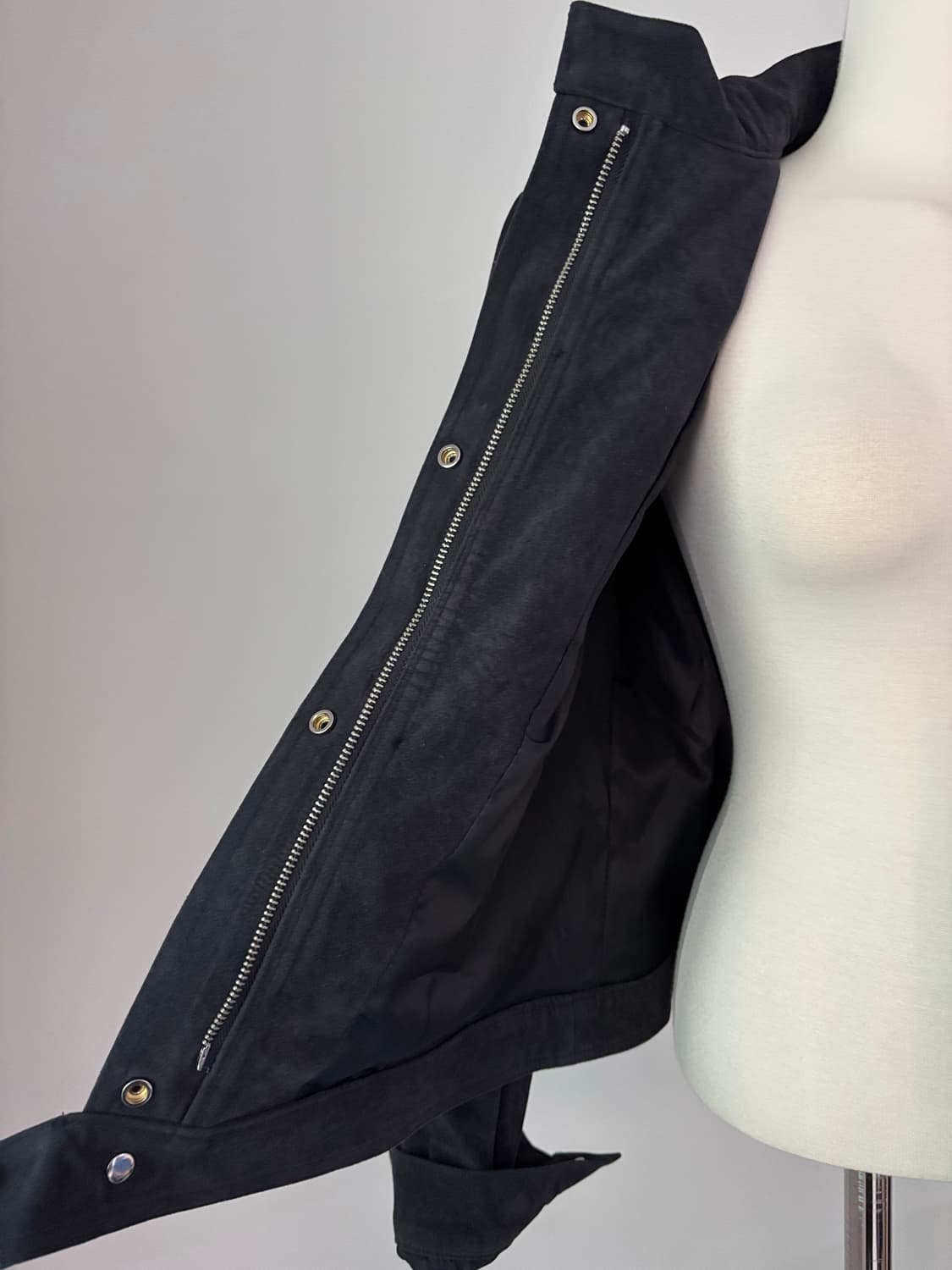 빈티지 차콜 스웨이드 벨벳 바이크 자켓 상품이미지5