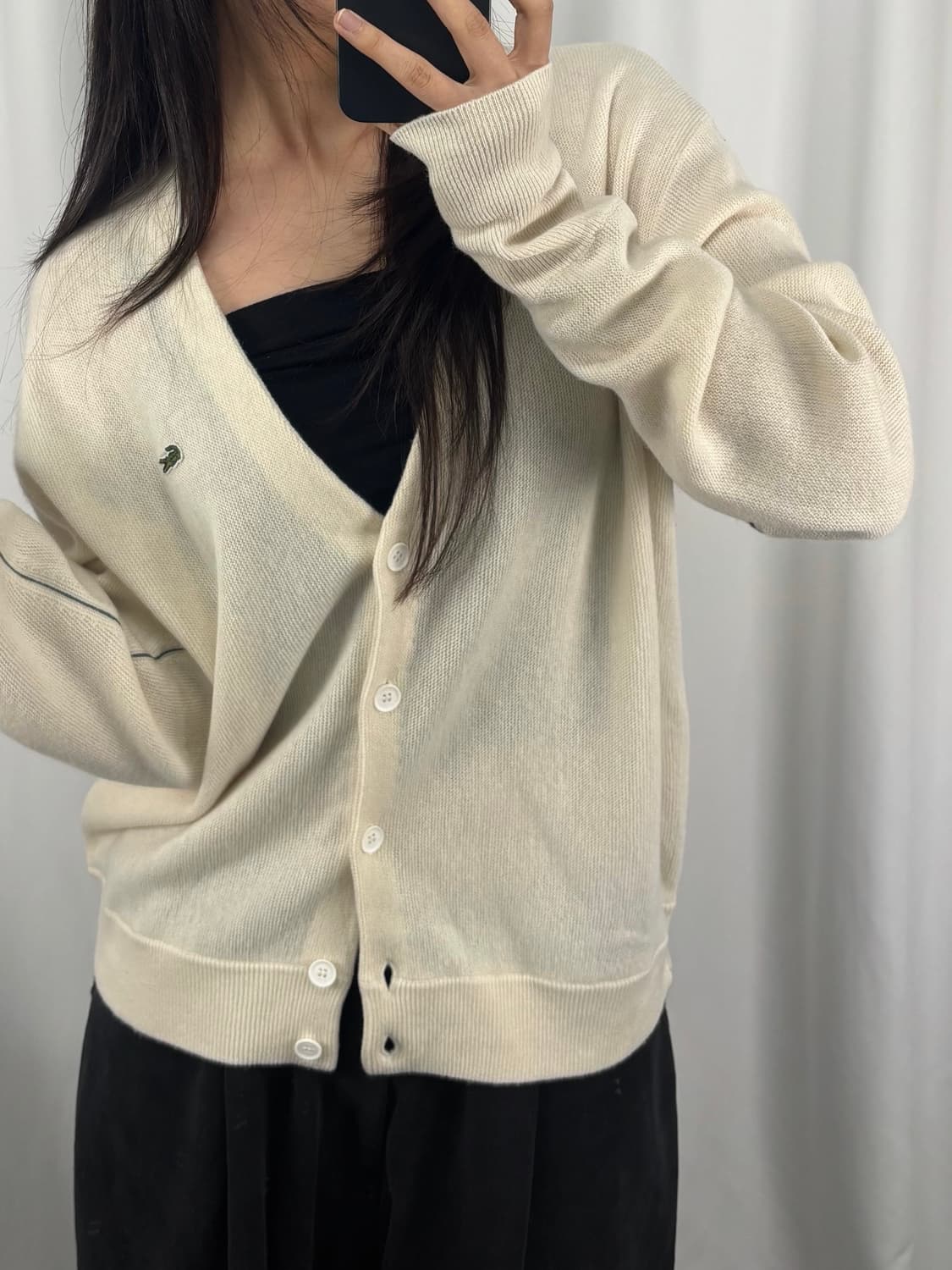 라코스테 아이보리 울 브이넥 가디건 상품이미지3