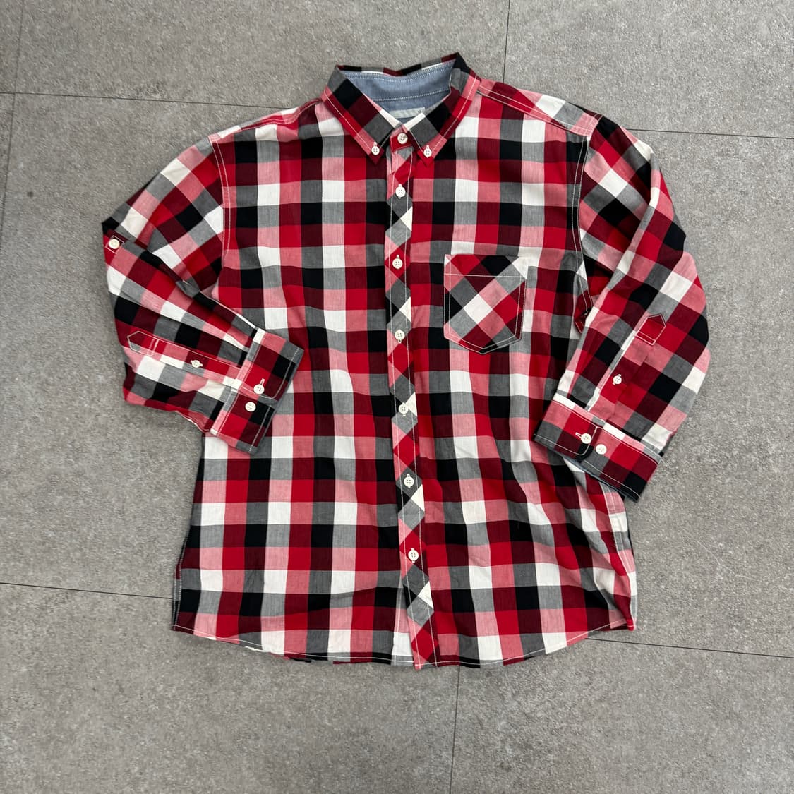 노네임 레드 7부체크셔츠 상품이미지4