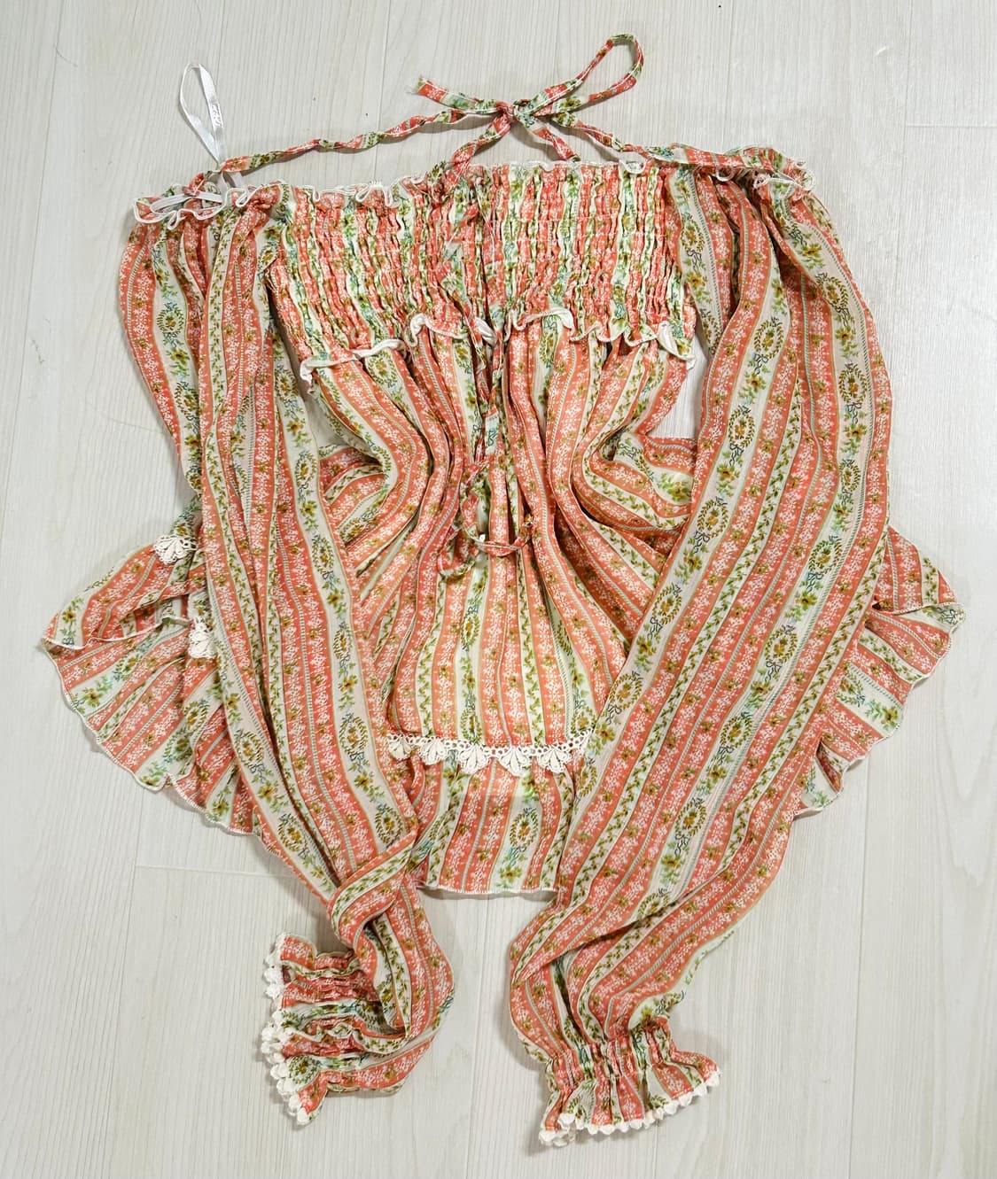 🍊리즈리사 고전 페어리 플로럴 오프숄더 탑💚 상품이미지1