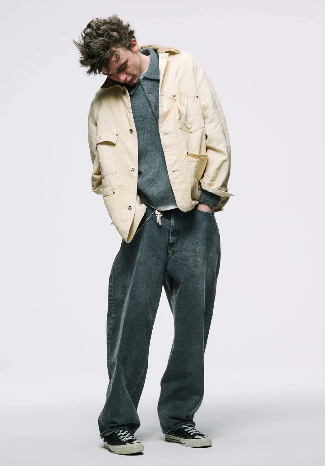 아프레쎄 빈티지 워싱 실크 헴프 커버올 자켓 3 상품이미지2