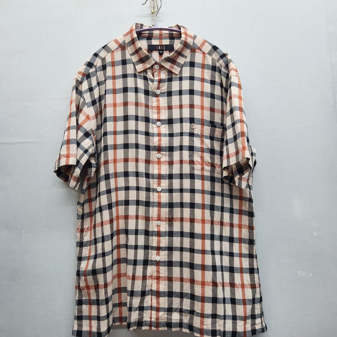 닥스 원포켓 로고 시그니처 패턴체크 반팔셔츠 105(XL) 상품이미지1