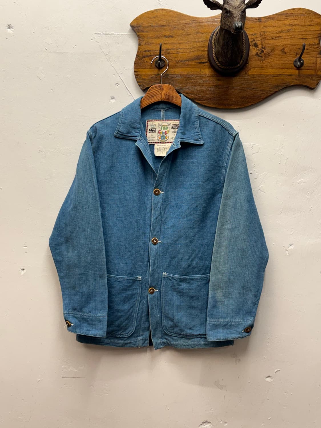 90s USA Indigo Cotton Chore Jacket 상품이미지1