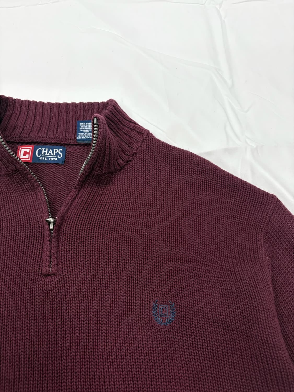 챕스 하프집업 버건디 코튼 니트 스웨터 상품이미지4