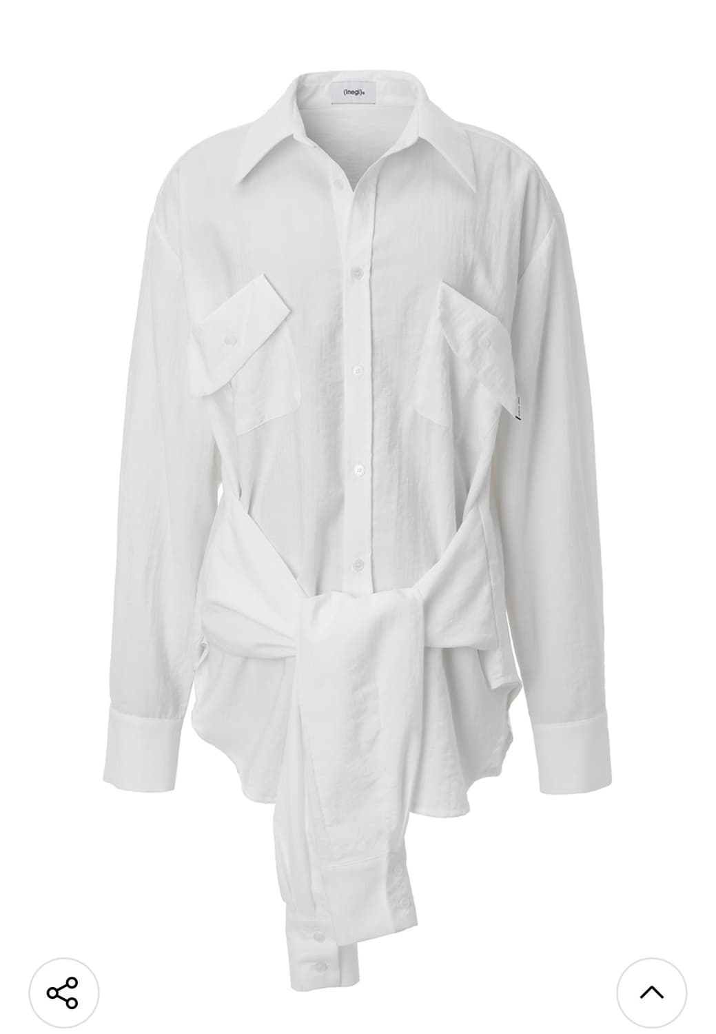 이네기 Tie-Waist Oversized Shirt (white) 상품이미지3