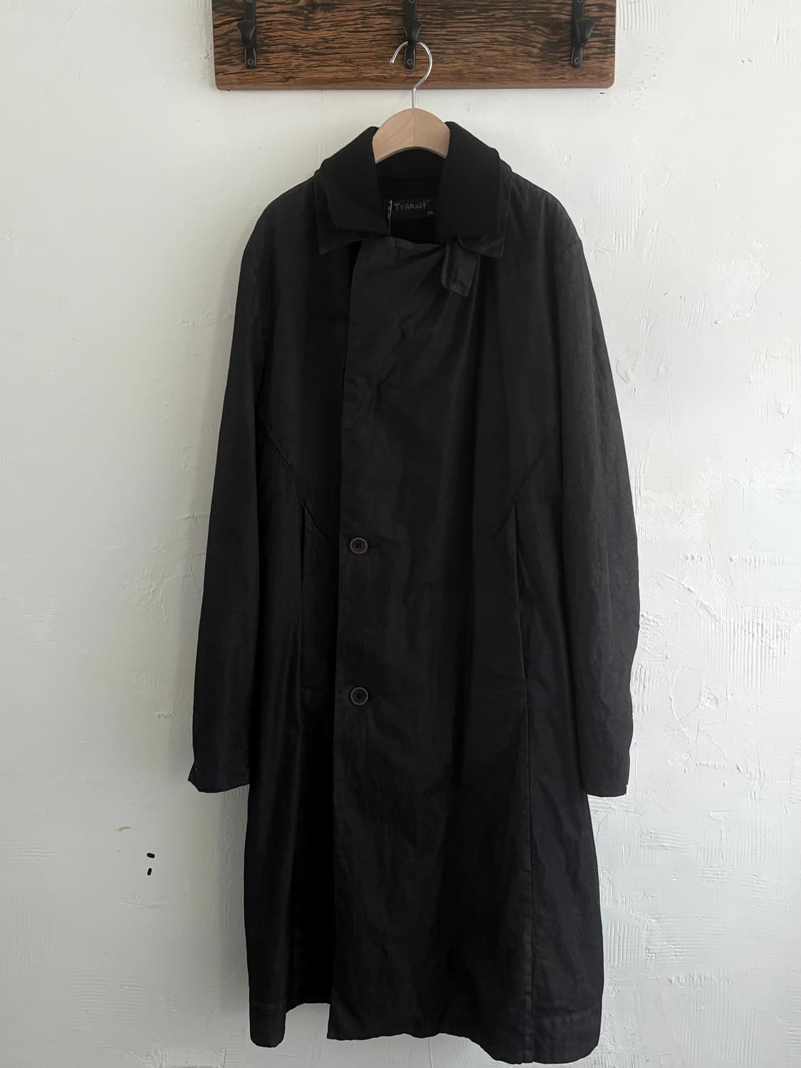 TRANSIT 트랜짓 블랙 컬러 더블 트렌치 롱 코트 상품이미지6