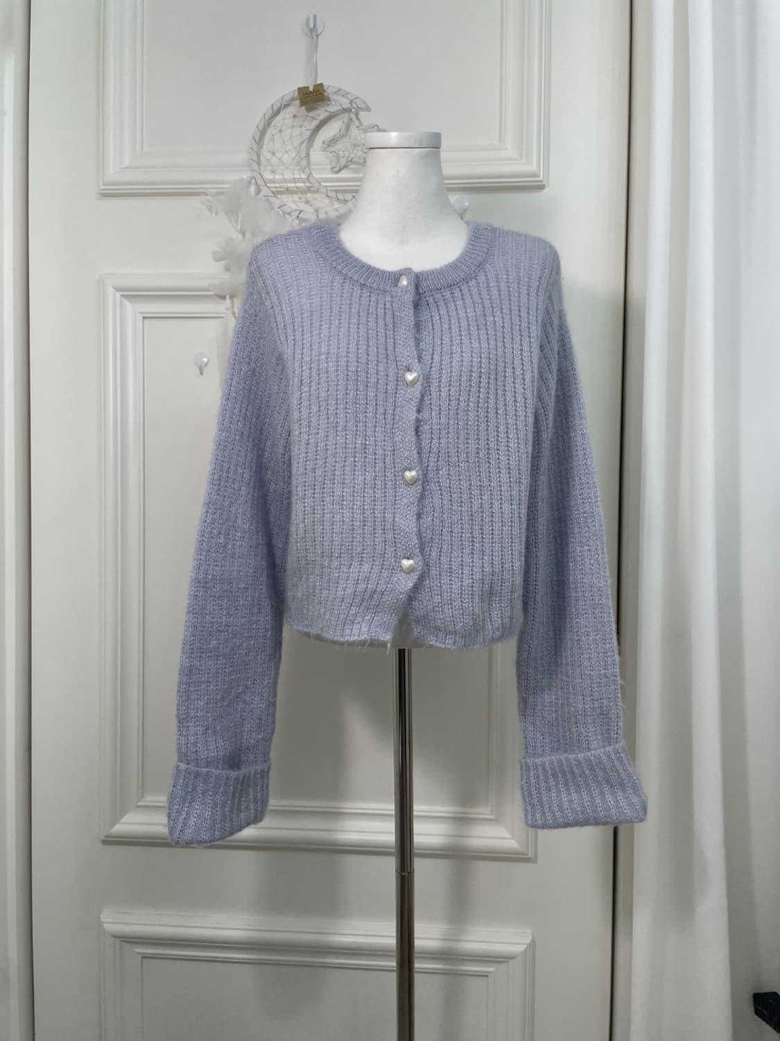 blueberry heart pearl button cardigan 상품이미지1