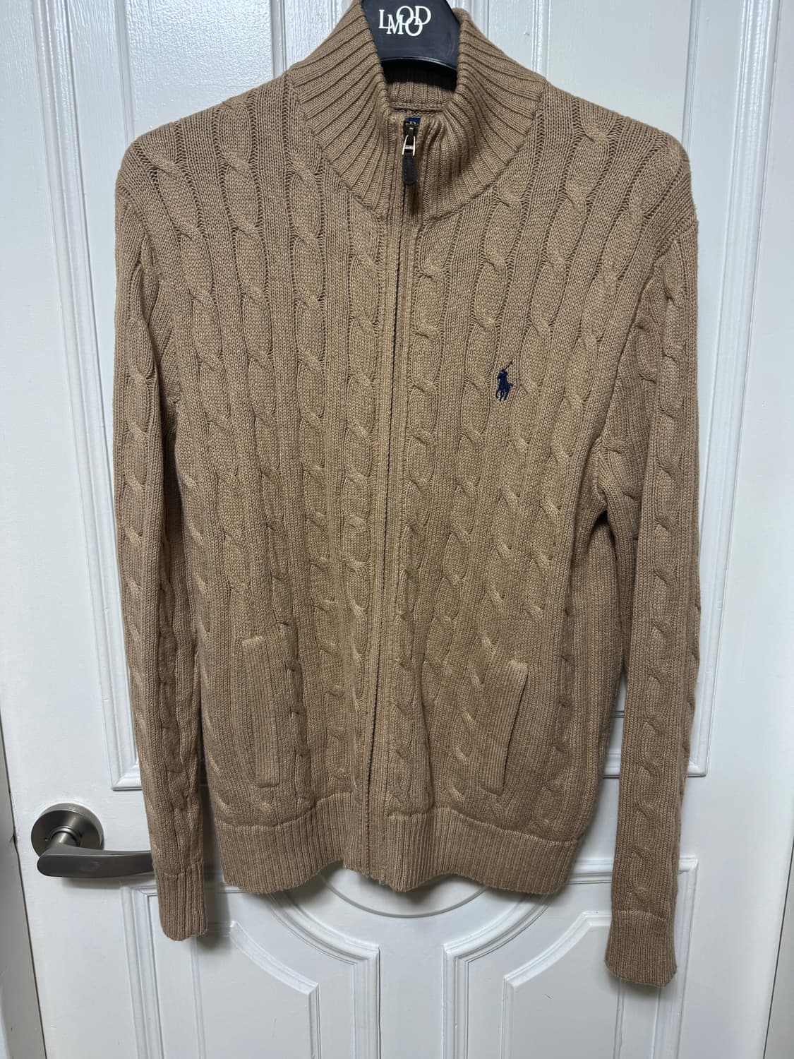 폴로 케이블 니트 풀집업 베이지 M 사이즈 팝니다 상품이미지2