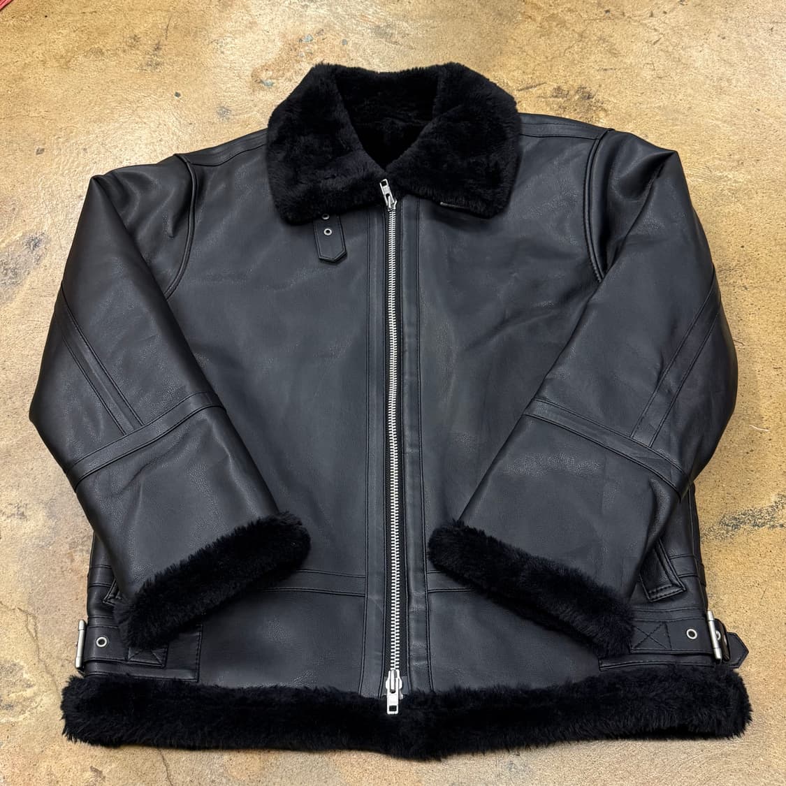 [정품/L] 도프제이슨 블랙 무스탕 가죽 자켓 b8 상품이미지2