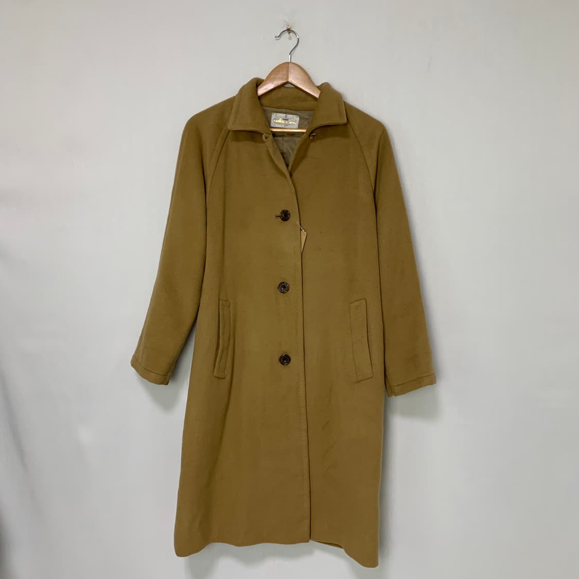 캐시미어 100 카멜 베이지 빈티지 버튼 롱 코트 상품이미지1