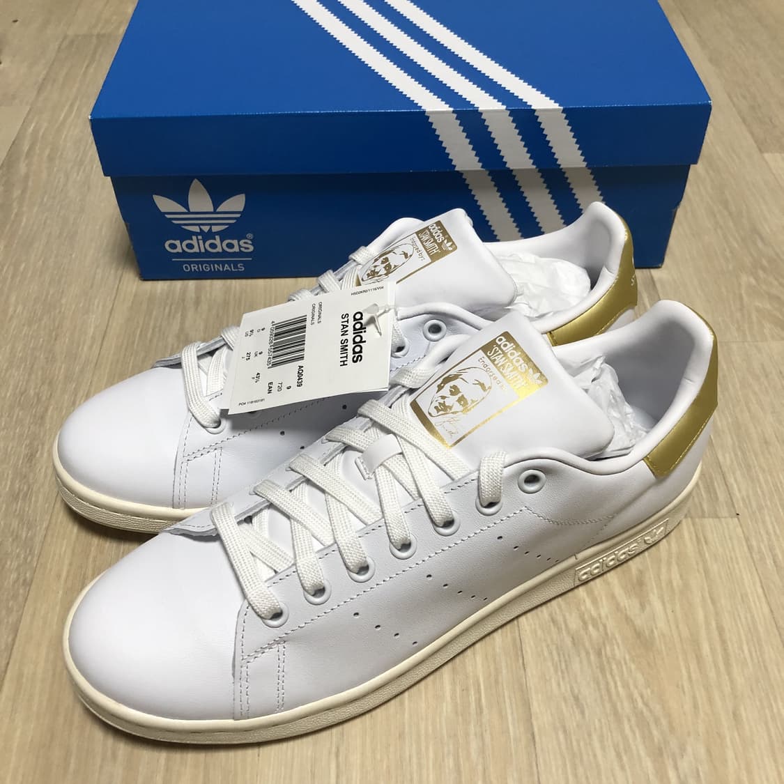 (275) 새상품 아디다스 adidas 스탠스미스 화이트 골드 리얼레더 상품이미지9