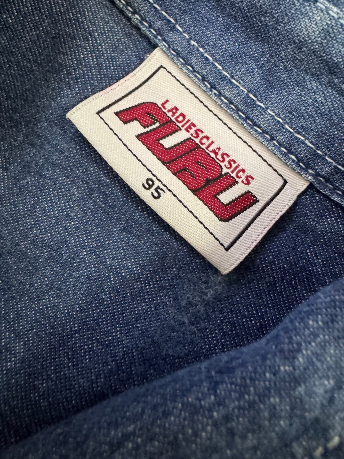희귀!! 여성 후부 FUBU 올드스쿨 중청 워싱 데님 반팔 셔츠 M 상품이미지3