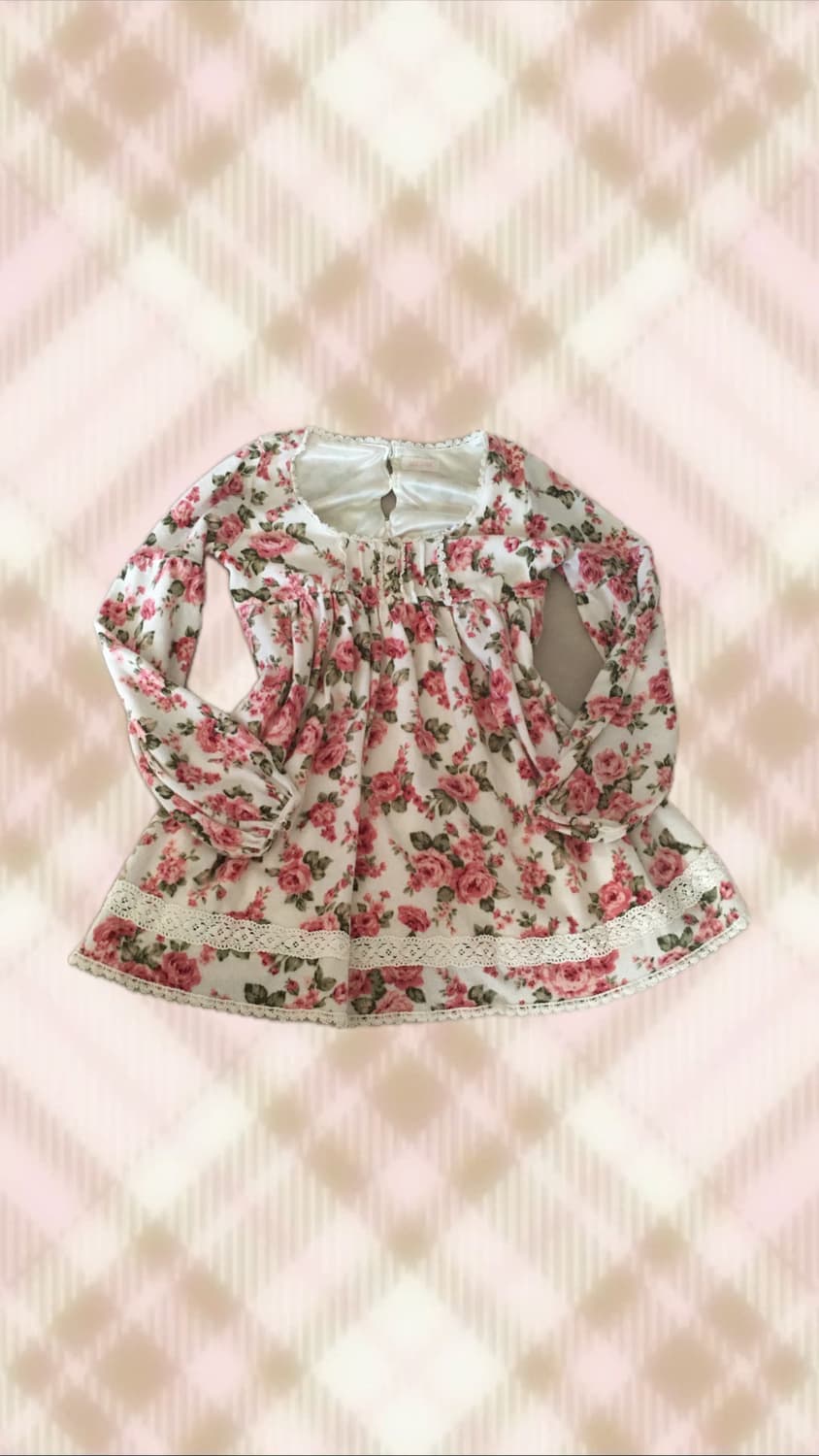 리즈리사 플로럴 레이스 리본 원피스 라떼 히메 갸루 러블리 로걀 빈티지 상품이미지1