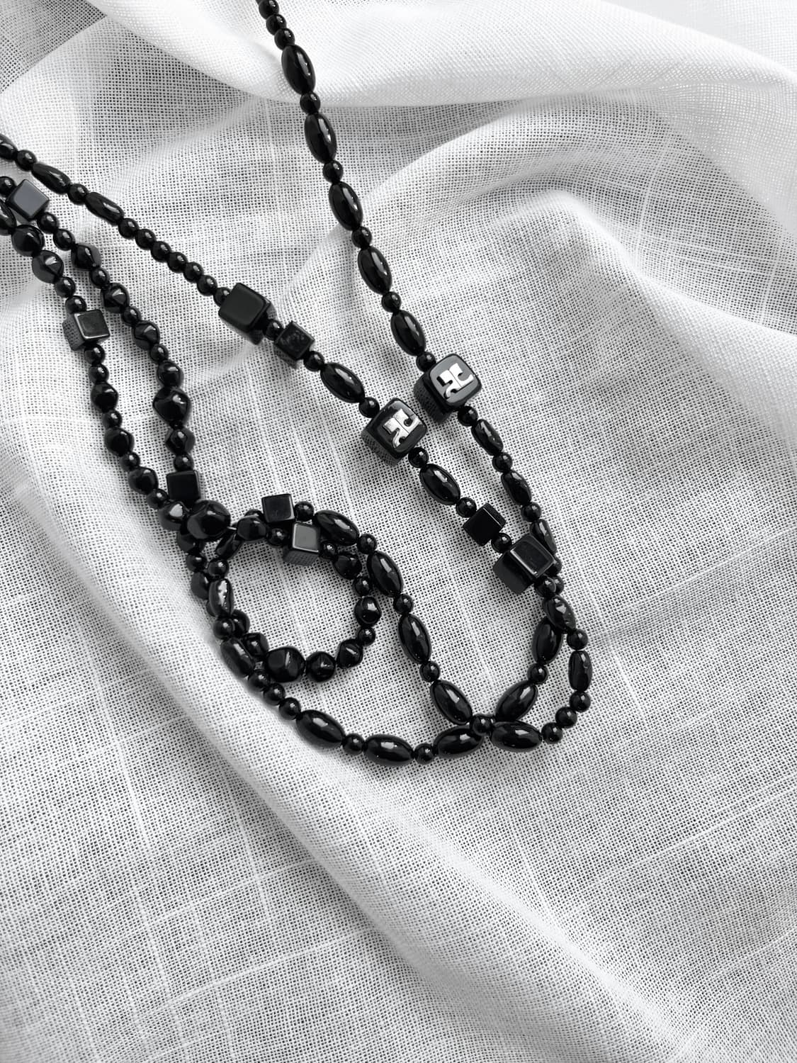 Courreges 꾸레쥬 더블 스트랩 네클리스 블랙 상품이미지4