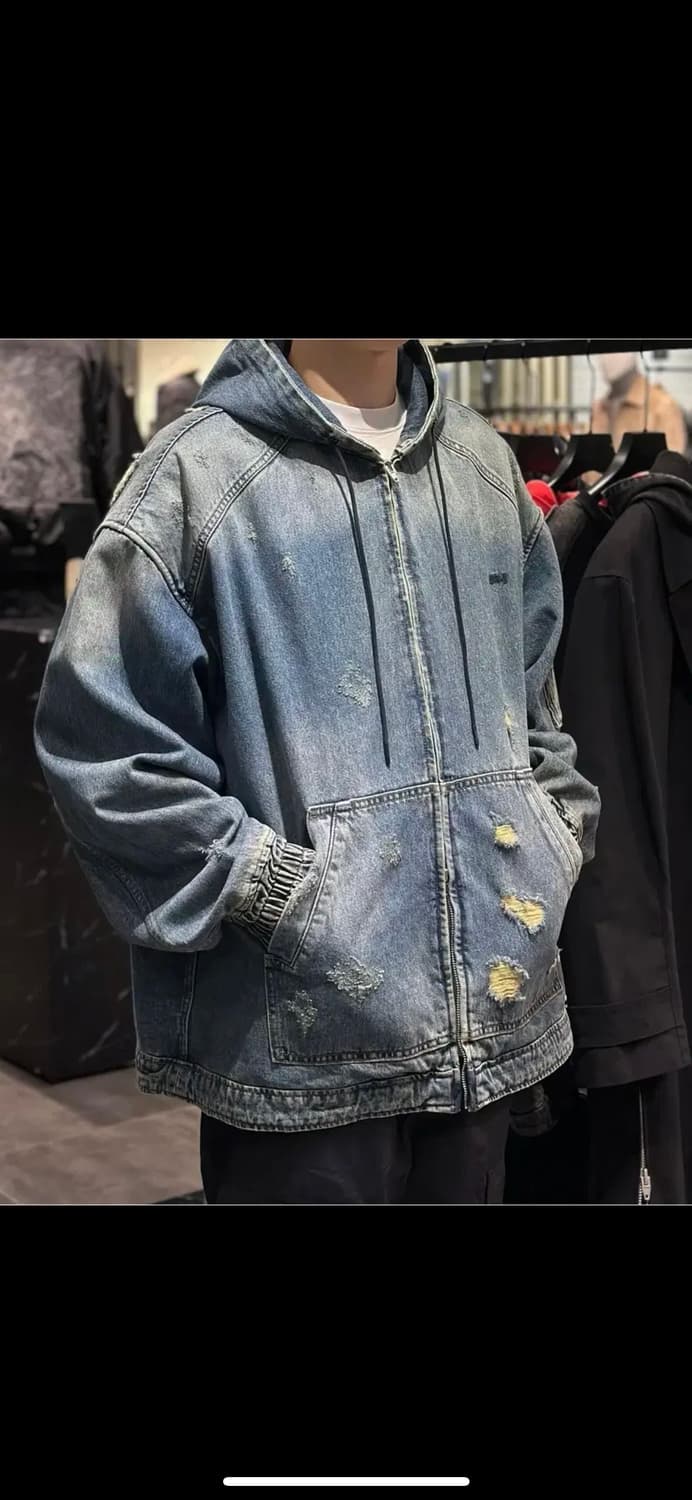 준지 24ss 데미지 데님 후드 [L] 팝니다. 상품이미지3