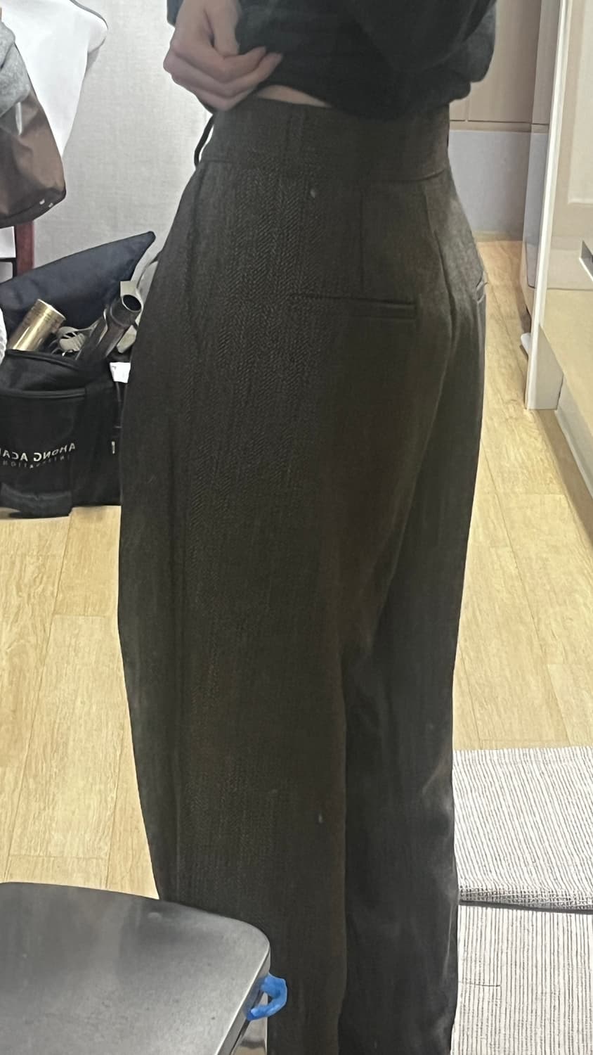 르메르핏 헤링본 카키브라운팬츠,브라운니트 셋업 (울,캐시 혼방)빈티지 상품이미지9