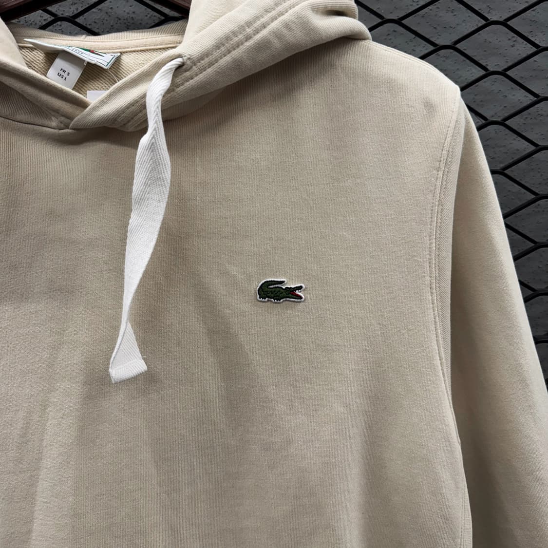 라코스테 로고 코튼후드티 캥거루포켓 패치 리버스위브 빅후드 디테일 상품이미지6