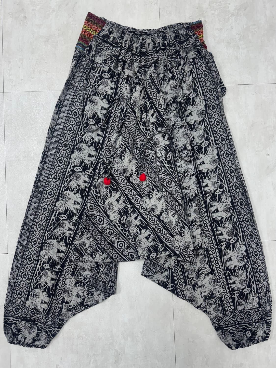 •에스닉 히피 코끼리 패턴 하렘팬츠 (포켓 디테일) 상품이미지1