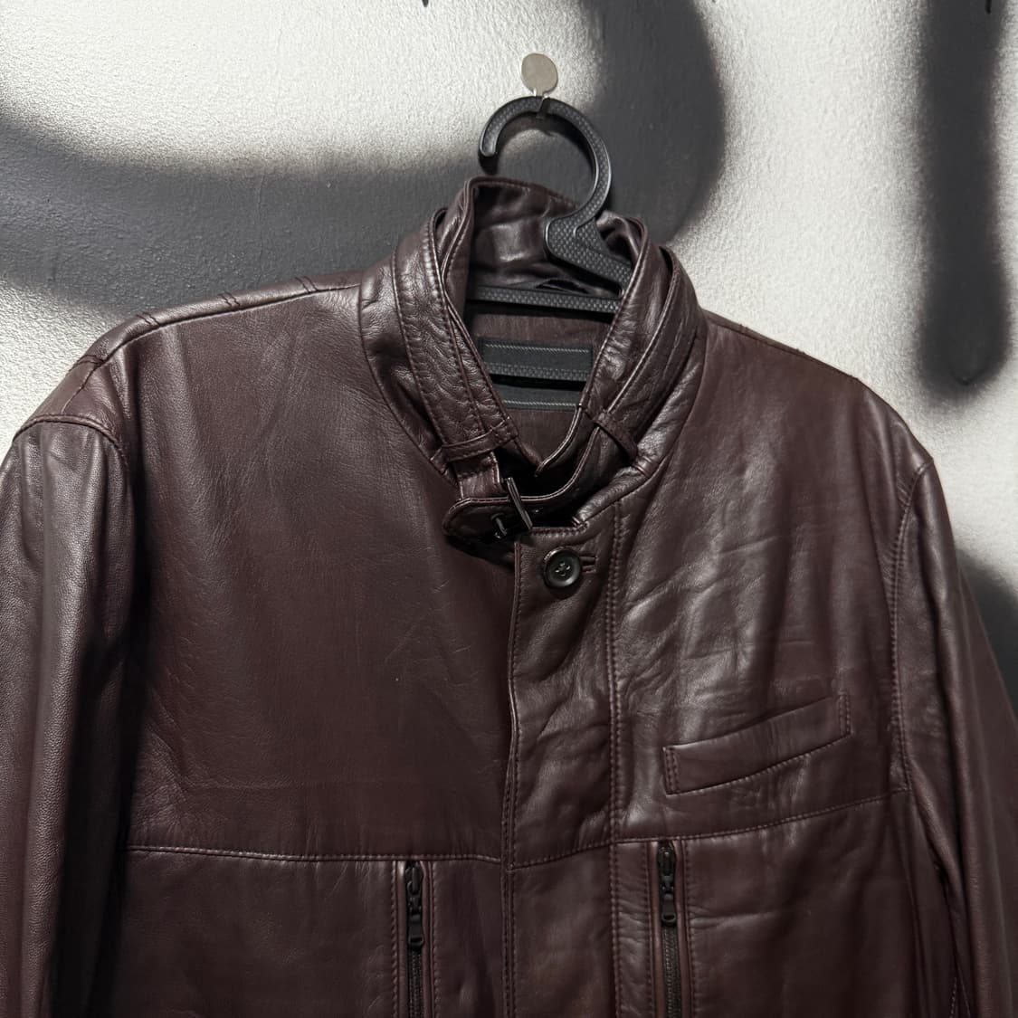 D'urban 더반 100% 쉽스킨 버클 디테일 딥 브라운 양가죽 자켓 상품이미지3