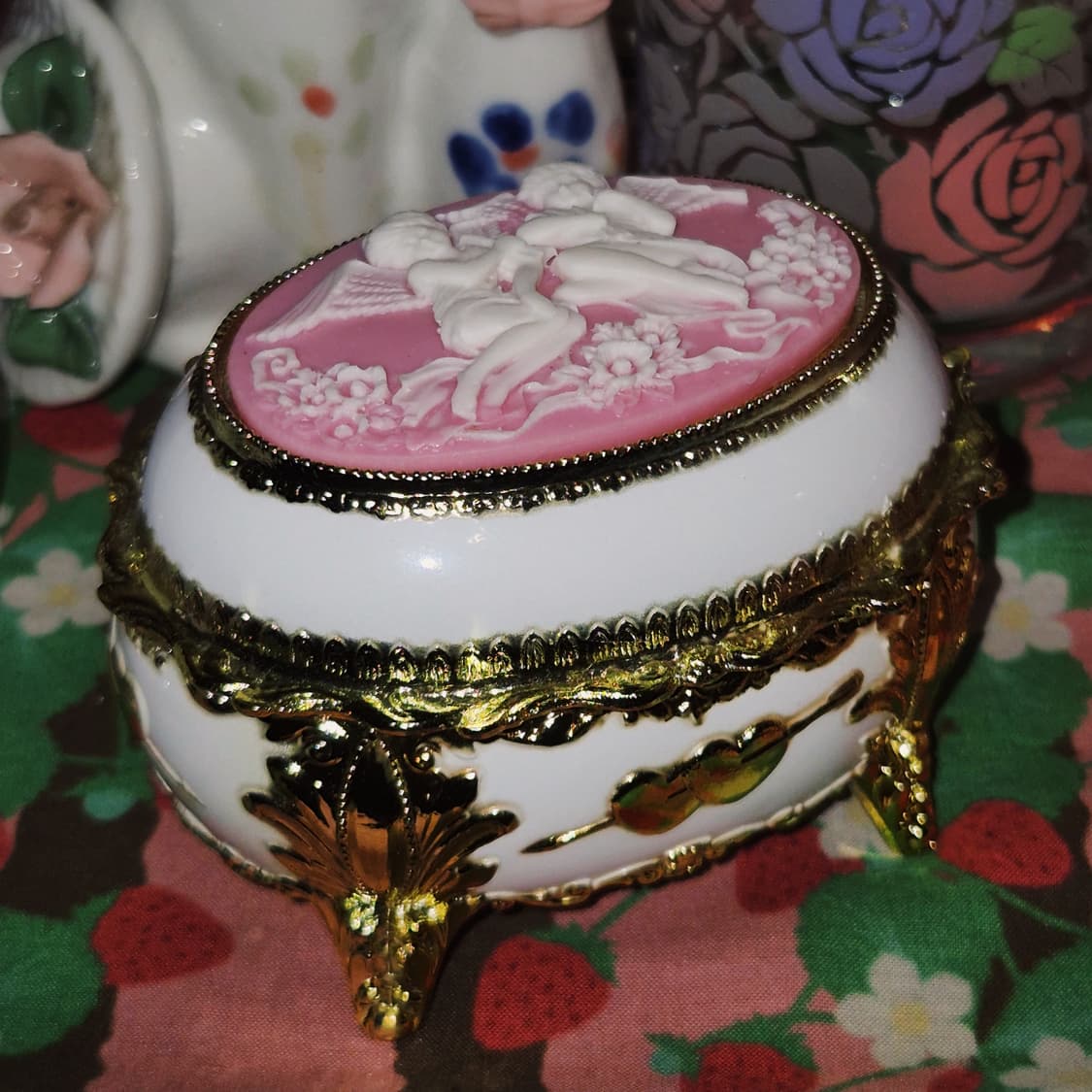 90s 산쿄 오르골당 앤틱 천사 카메오 오르골 보석함 상품이미지7