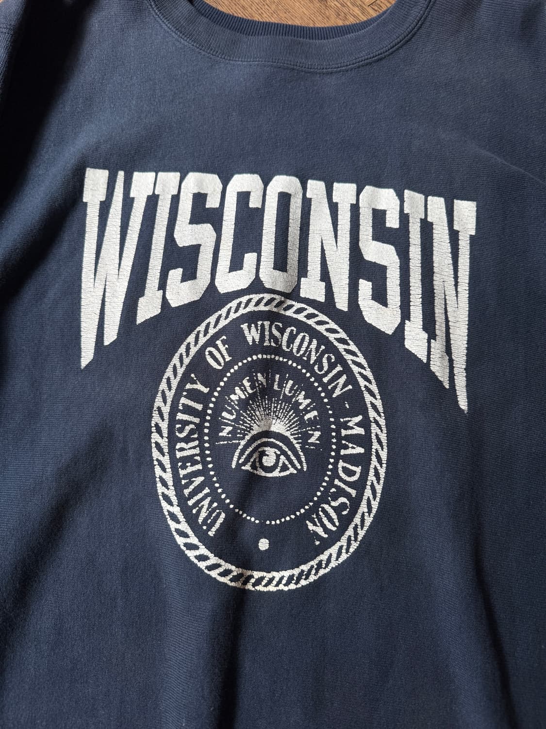 [L]80's 챔피온 리버스위브 USA Made 위스콘신 페이딩 스웻셔츠 상품이미지2