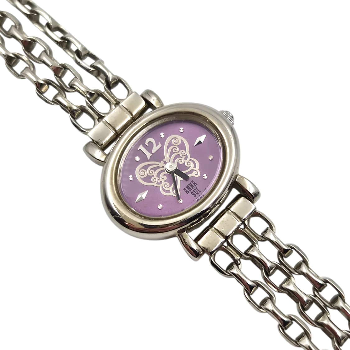 06s 안나수이 퍼플 나비 오발 체인 손목 시계 상품이미지6