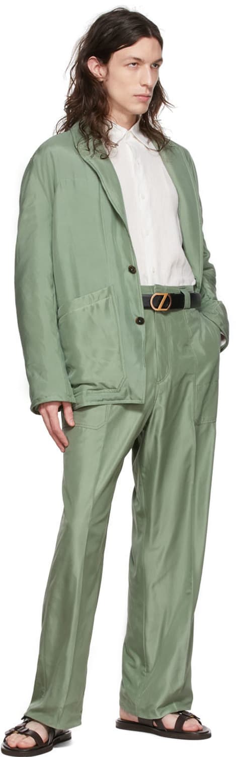 [48R]22ss 에르메네질도 제냐 꾸뛰르 xxx 실크 팬츠 그린 상품이미지3