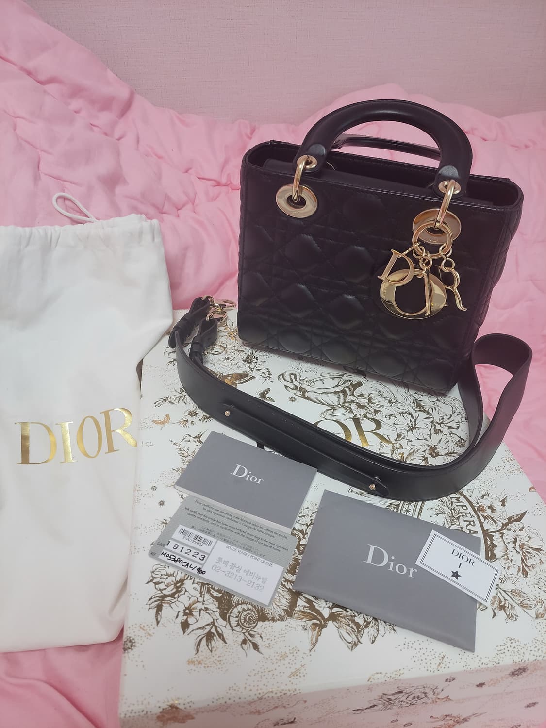 정품)급처상태좋음!디올 레이디백 스몰블랙 크로스토트백 게런티있음 지수가방 상품이미지3